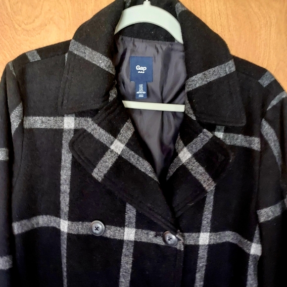 Gap Women's Black Plaid Coat - Picture 1 of 13